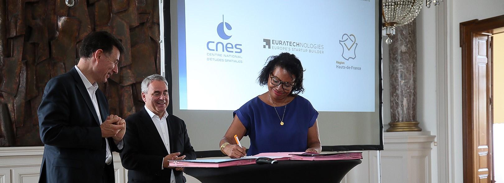 CNES, EuraTechnologies and the Hauts-de-France Region, partners in developing space innovation for the region's economic development